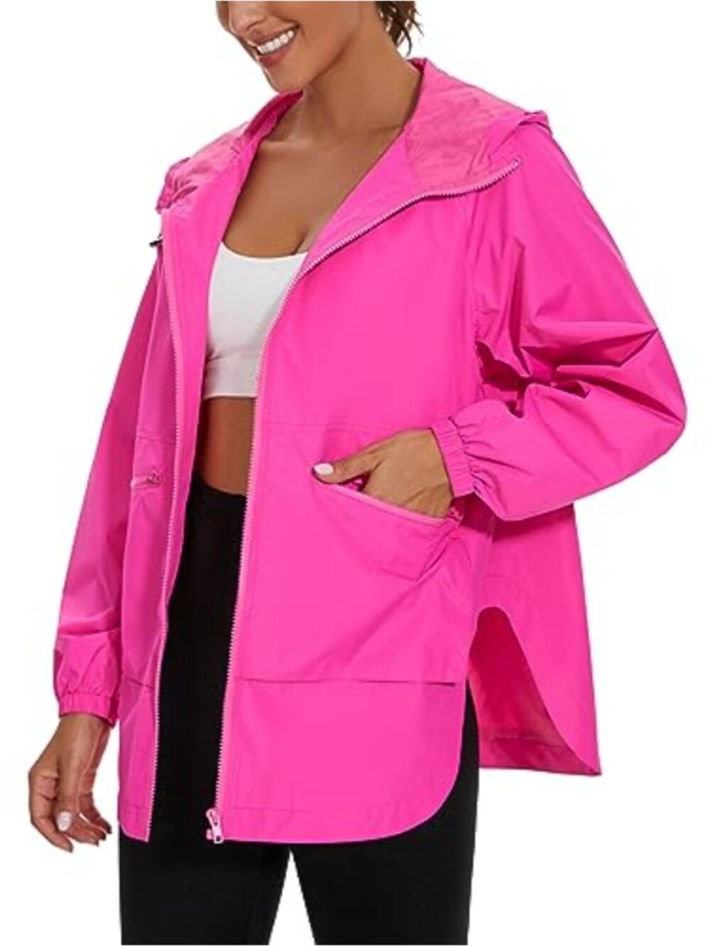 Women's Waterproof Rain Jacket Hooded Trench Coat Windbreaker